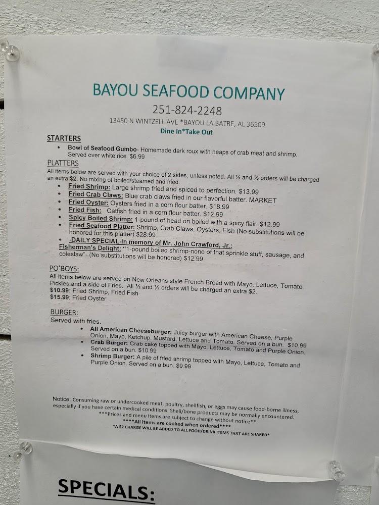 Bayou Seafood Company LLC Menu image 4